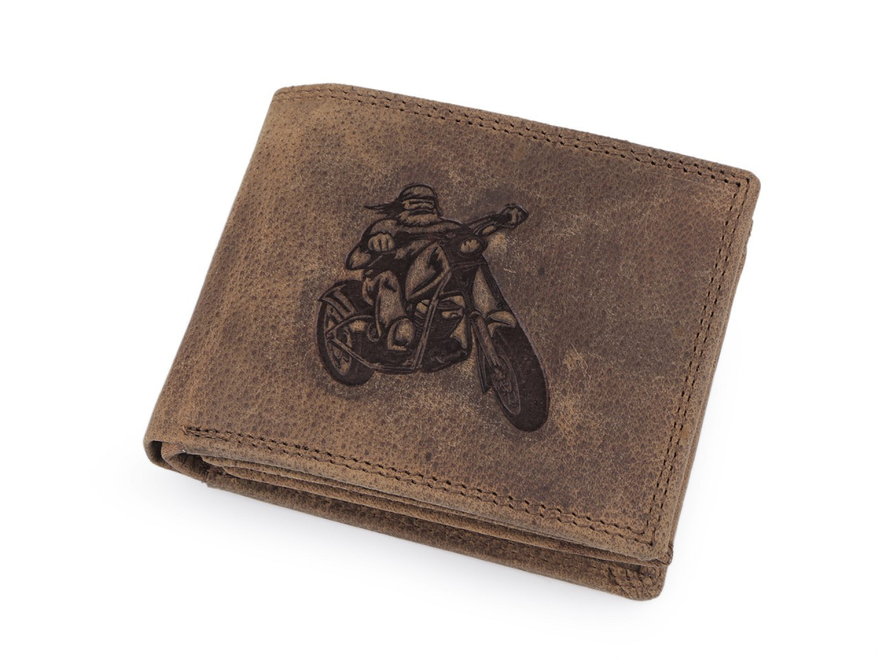 Pánská peněženka kožená pro myslivce, rybáře, motorkáře 9,5x12 cm, barva 11 hnědá světlá motorka