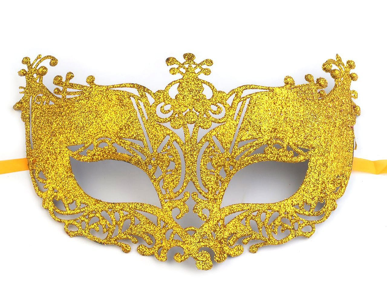 Karnevalová maska - škraboška s glitry, barva 9 zlatá