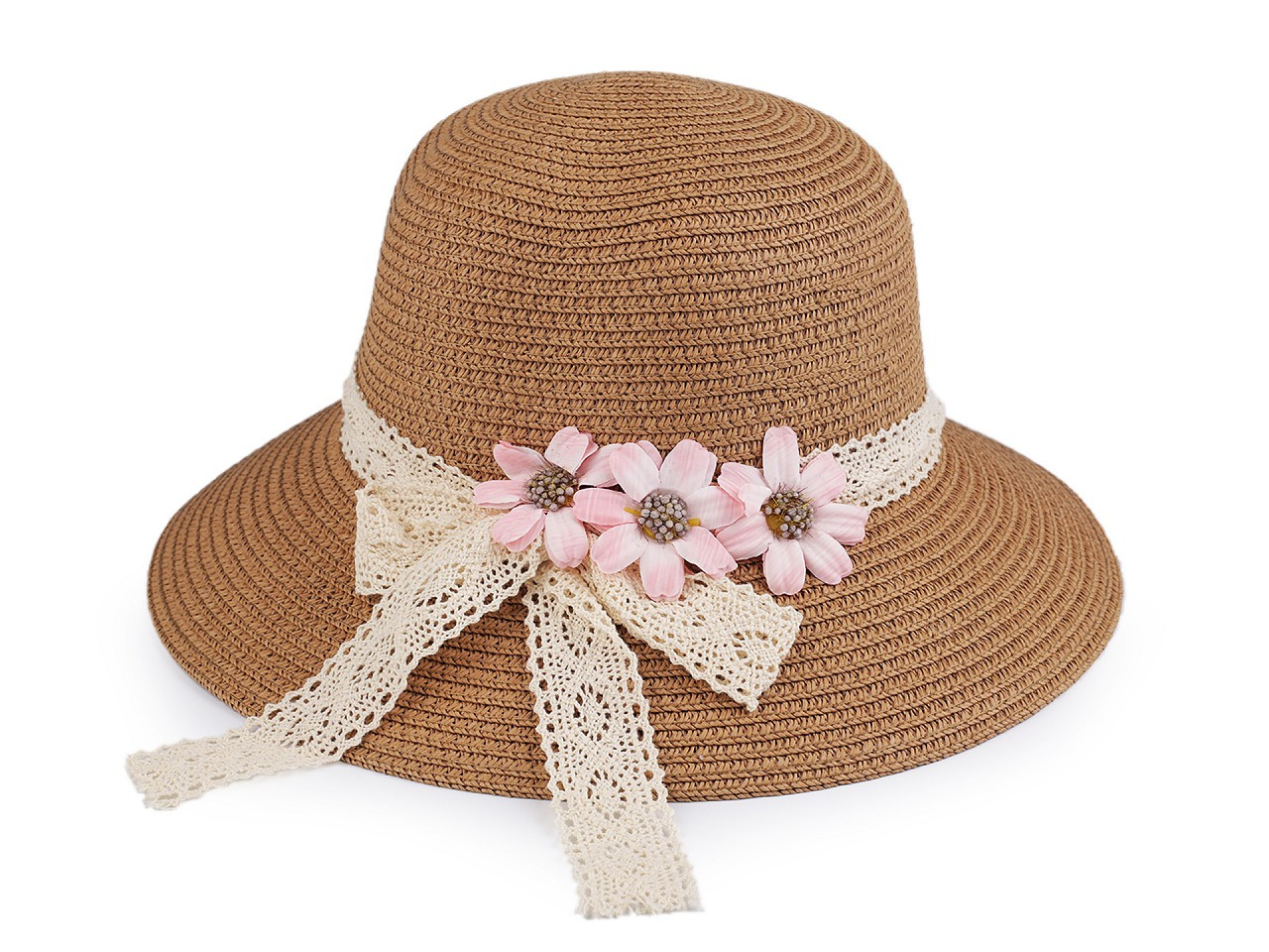 Dívčí letní klobouk / slamák, barva 4 hnědá přírodní