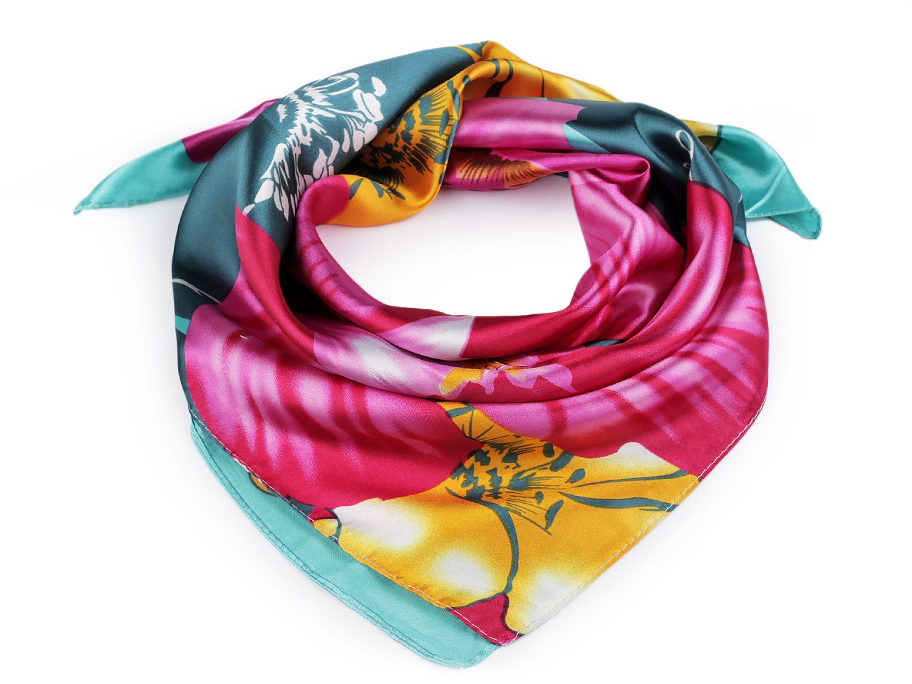 Saténový šátek 55x55 cm, barva 42 pink