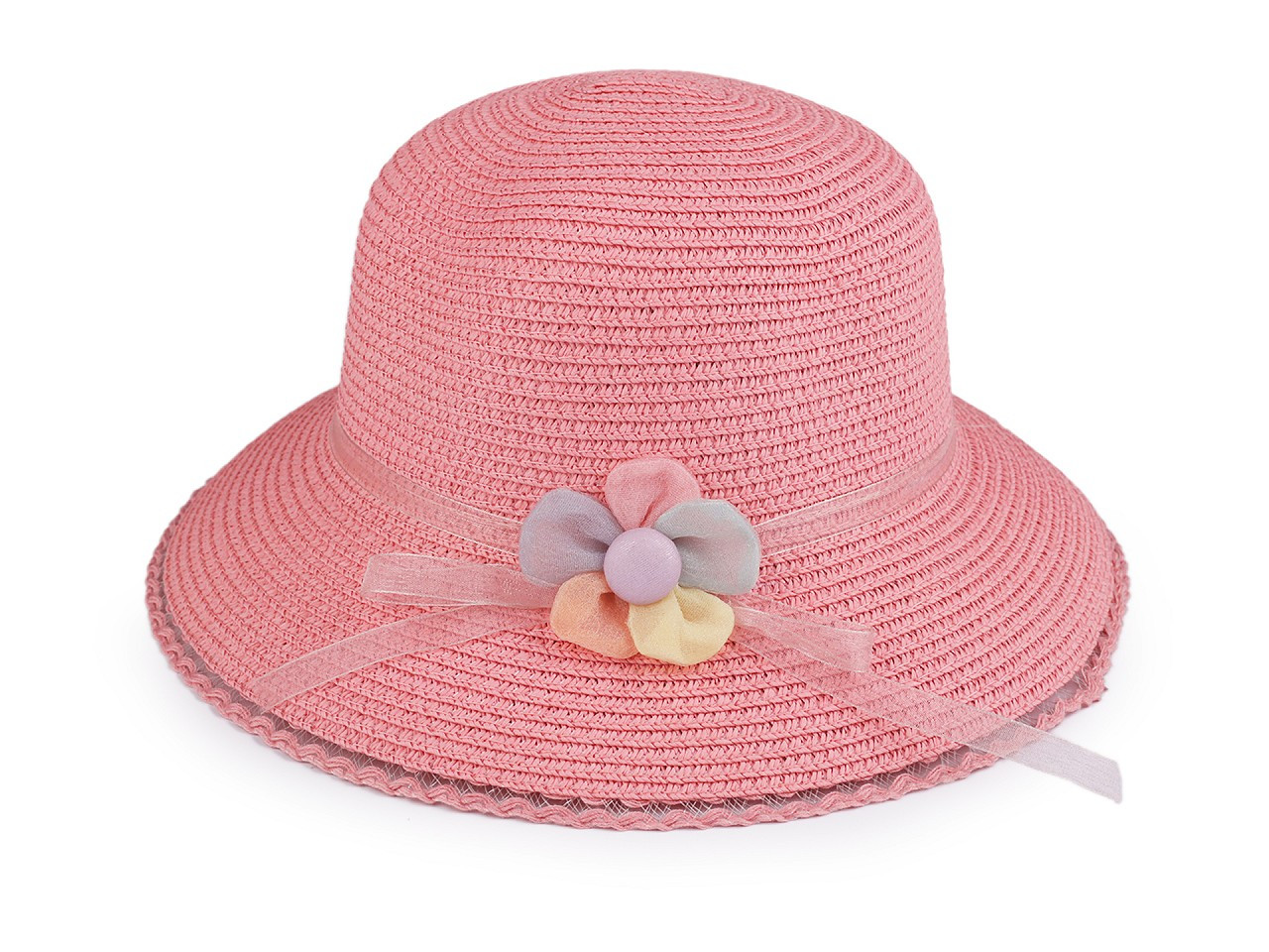 Dívčí letní klobouk / slamák, barva 11 růžová střední