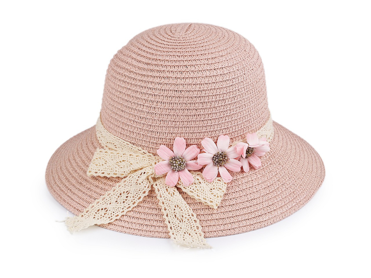 Dívčí letní klobouk / slamák, barva 5 pudrová
