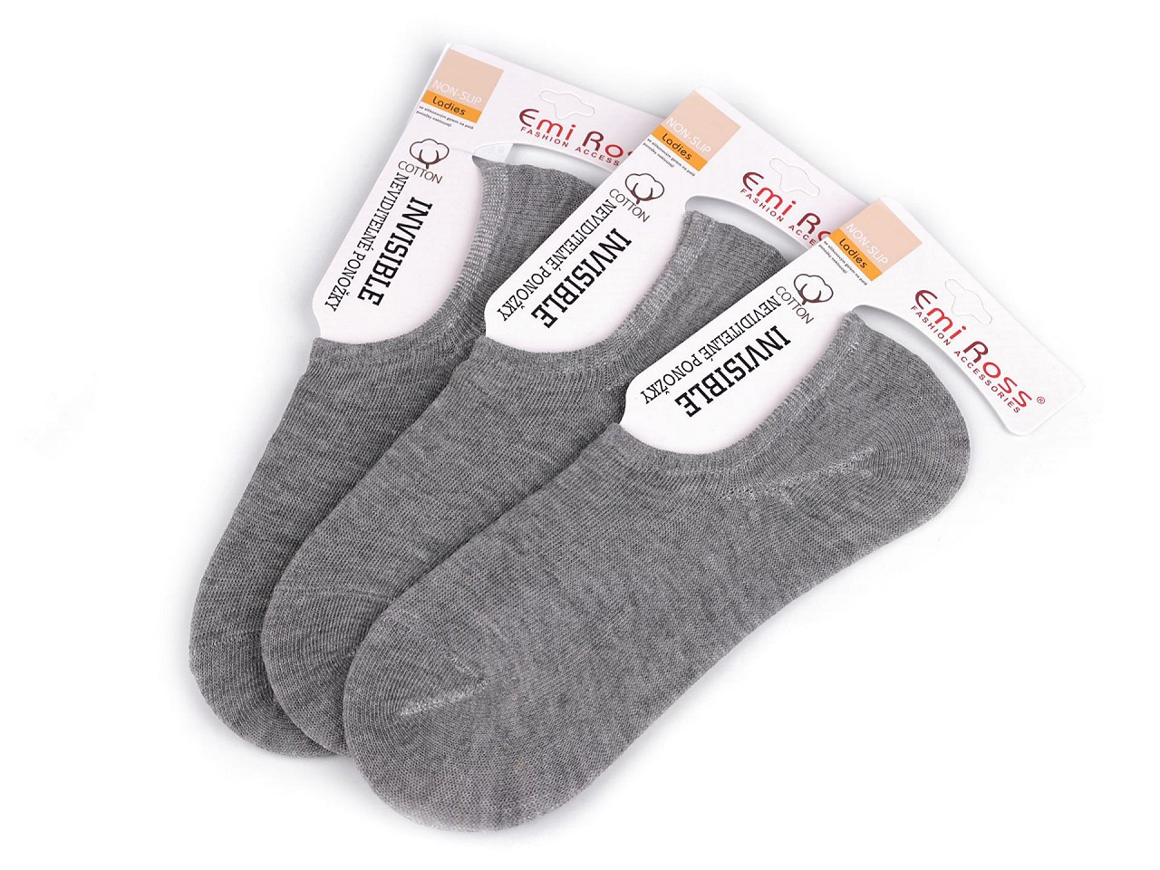 Dámské bavlněné ponožky do tenisek Emi Ross, barva 4 (vel. 35-38) šedá