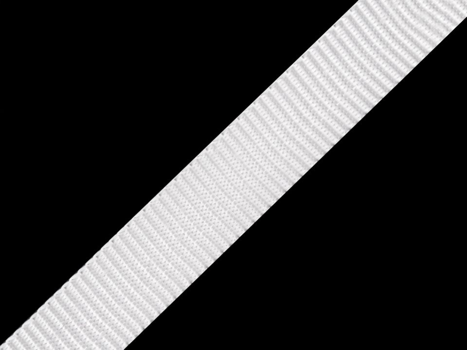 Popruh polypropylénový šíře 10 mm bílý, černý, barva Bílá