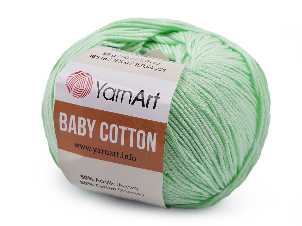 Pletací příze Baby Cotton 50 g, barva 27 (435) mentolová