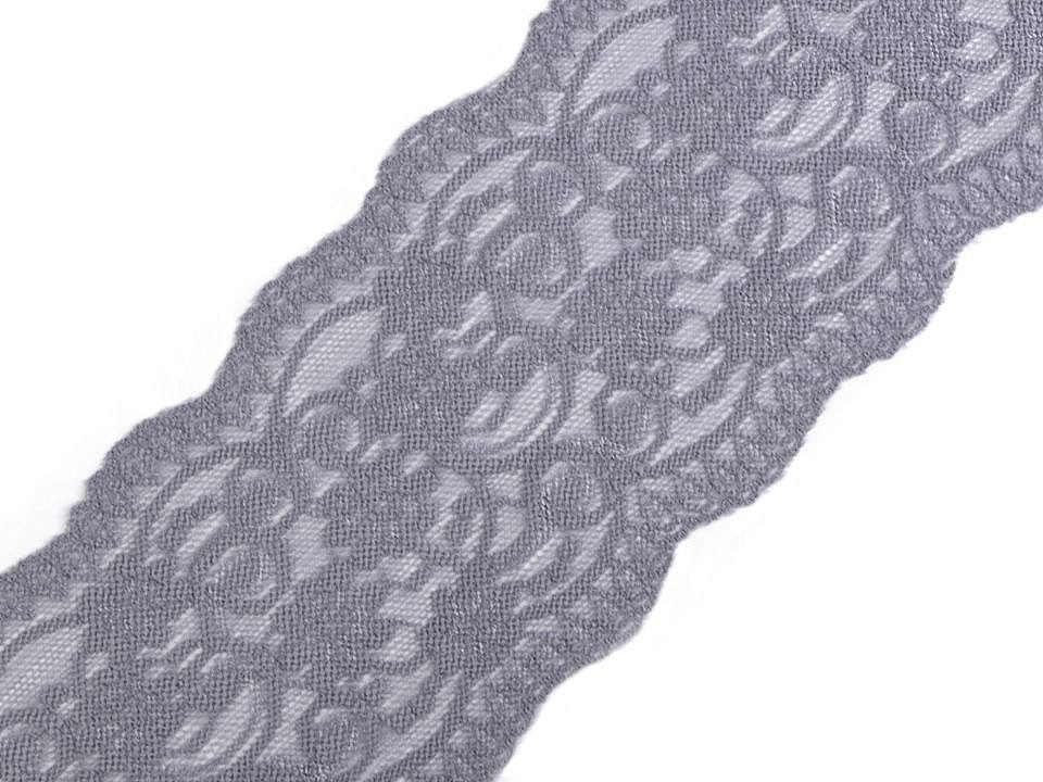 Elastická krajka / vsadka šíře 10 cm, barva 5 šedá