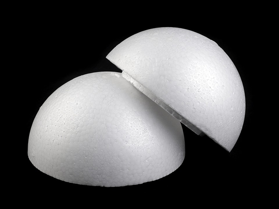 Polystyrenová koule dvoudílná dutá Ø14,5 cm, barva bílá