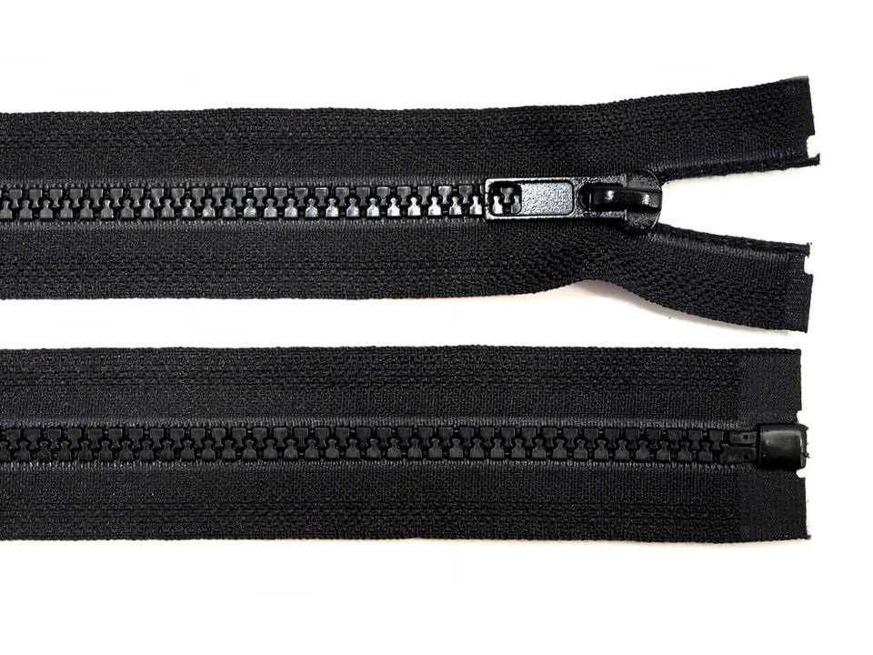 Kostěný zip šíře 5 mm délka 90 cm (bundový) černý, barva Černá