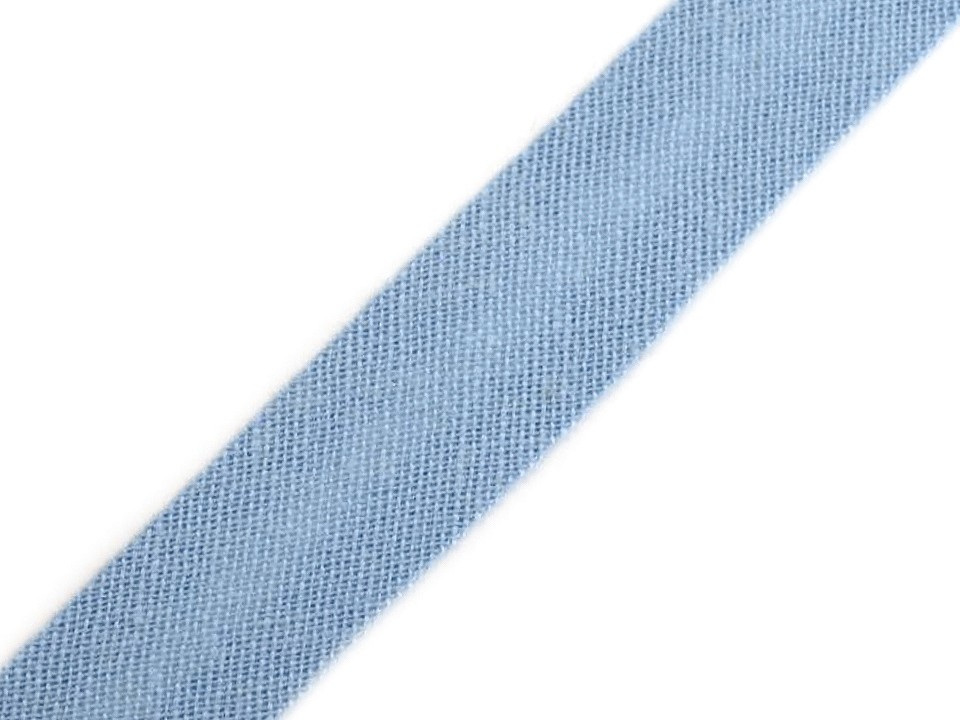 Šikmý proužek bavlněný šíře 14 mm zažehlený, barva 500 155 modrá světlá