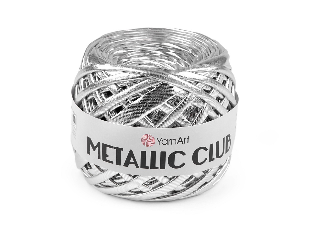 Pletací příze Metallic Club 180 g, barva 1 (8102) stříbrná lesk