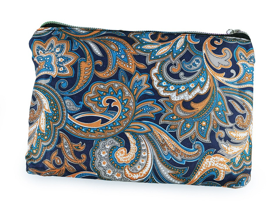 Skládací nákupní taška se zipem 39x40 cm, barva 6 borůvková paisley