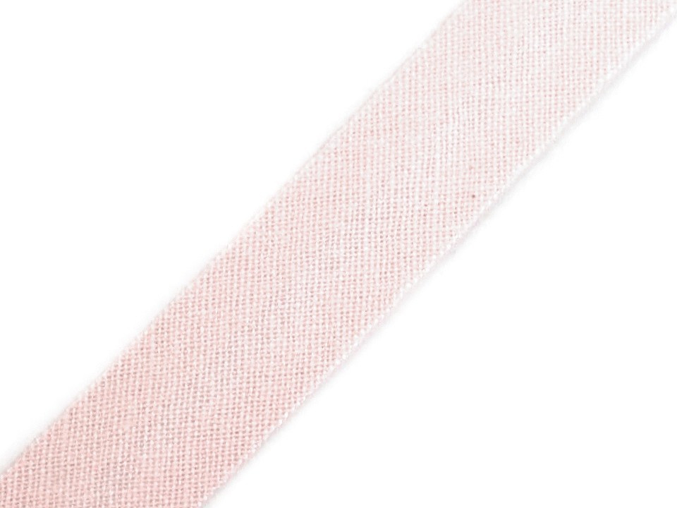 Šikmý proužek bavlněný šíře 14 mm zažehlený, barva 372 151 růžová nejsv.