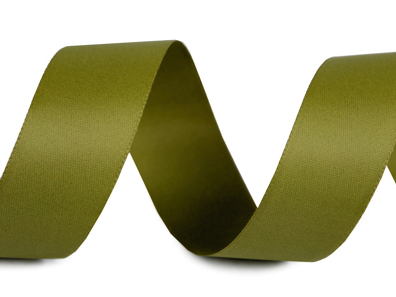 Atlasová hedvábná stuha oboulící šíře 24 mm matná, barva 350 zelená