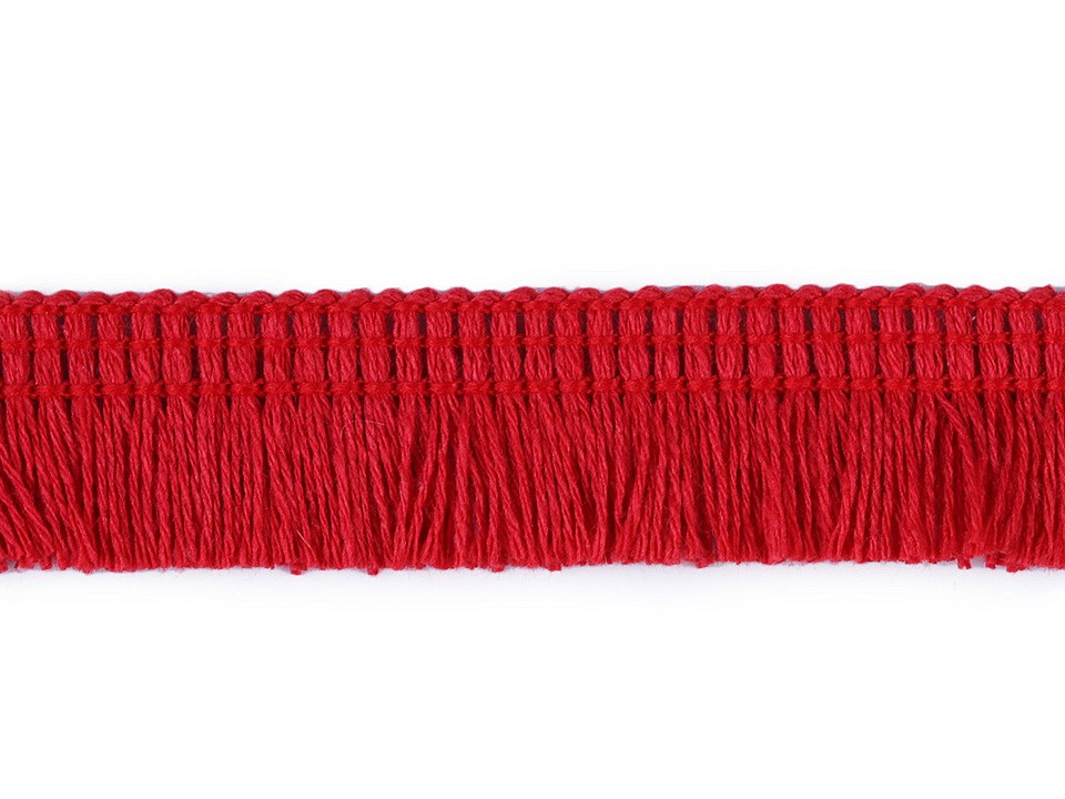 Bavlněné třásně oděvní šíře 17 mm, barva 4 (3015) červená
