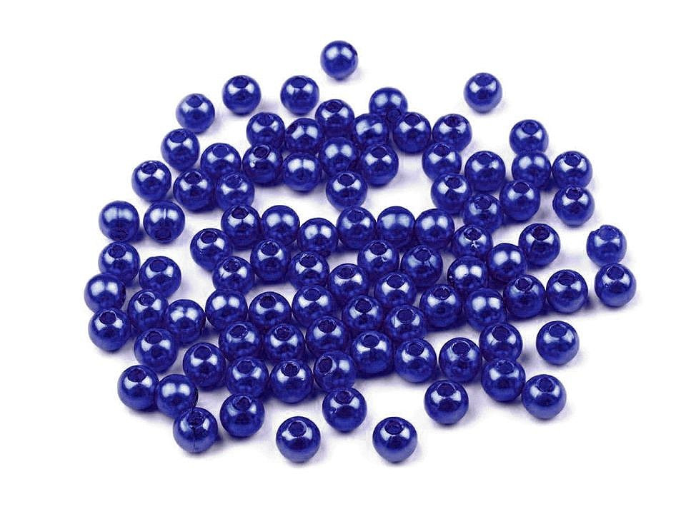 Plastové voskové korálky / perly Glance Ø5 mm, barva F59 modrá berlínská
