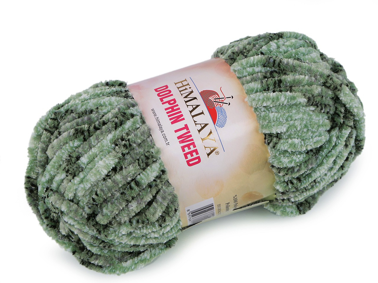 Pletací žinylková příze Dolphin Tweed 100 g, barva 4 (92013) zelenkavá