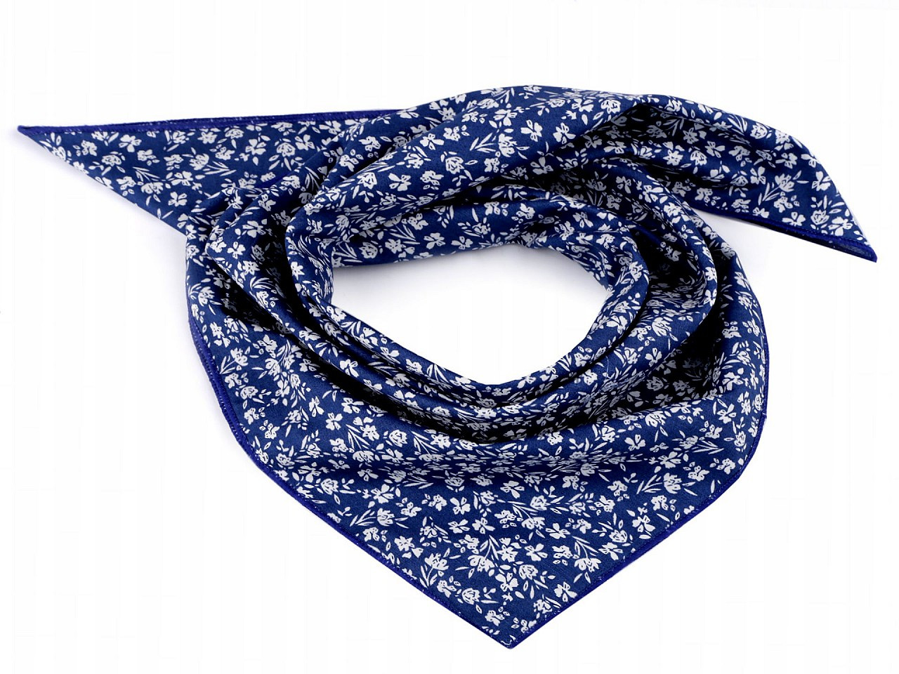 Bavlněný šátek s květy 55x55 cm, barva 2 modrá bílá