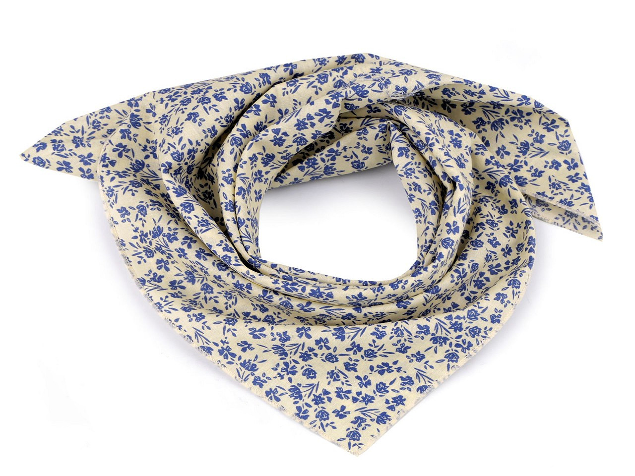 Bavlněný šátek s květy 55x55 cm, barva 1 krémová modrá