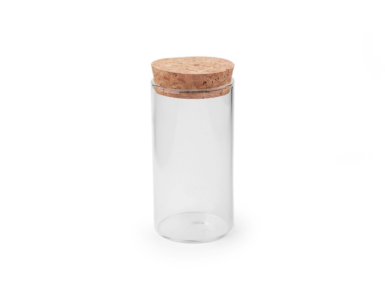 Skleněná lahvička / dóza s korkem, barva 1 (47x90 mm) transparent