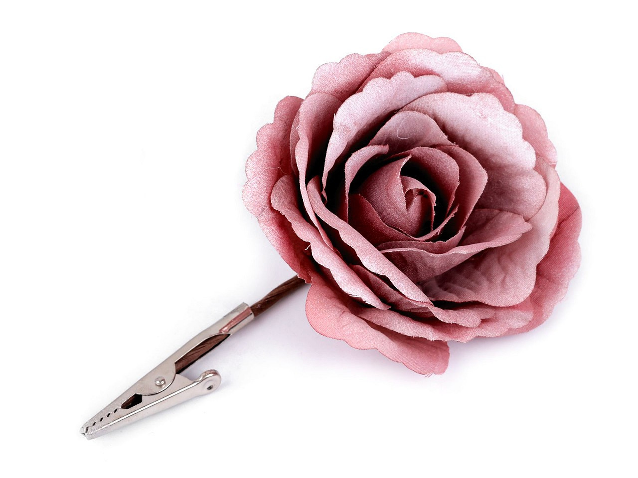 Dekorace růže s klipem Ø7 cm, barva starorůžová sv.