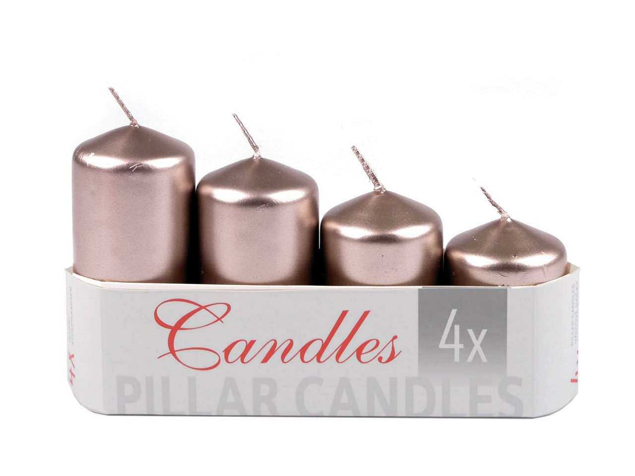 Adventní svíčky sestupné perleť Ø4 cm, barva 3 růžové zlato perleť