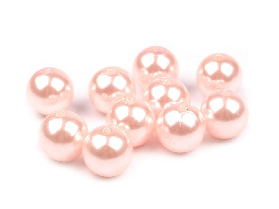 Plastové voskové korálky / perly Glance Ø12 mm, barva F49 růžová