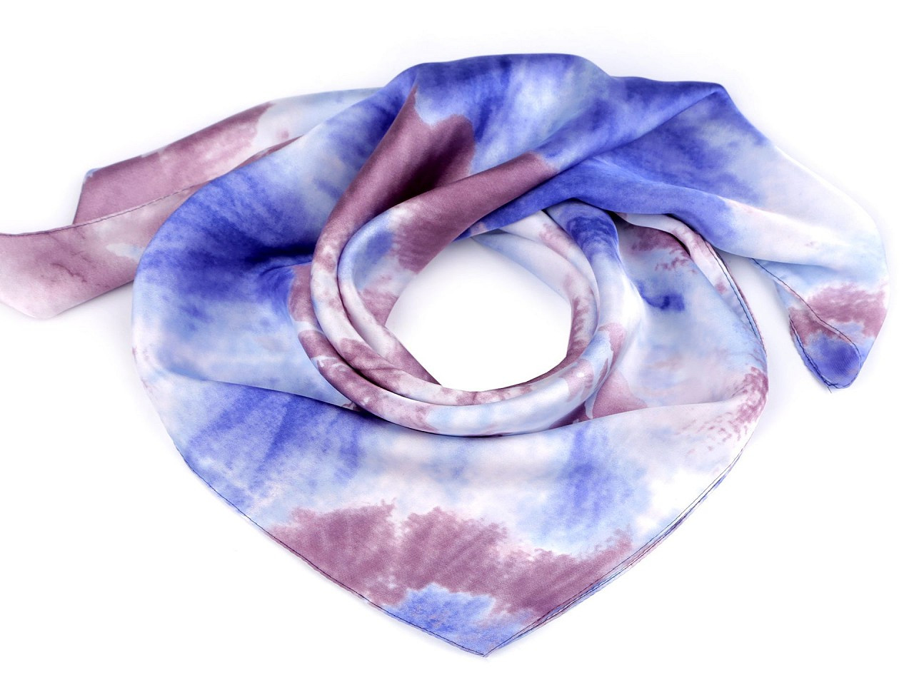 Saténový šátek batikovaný 70x70 cm, barva 2 lila