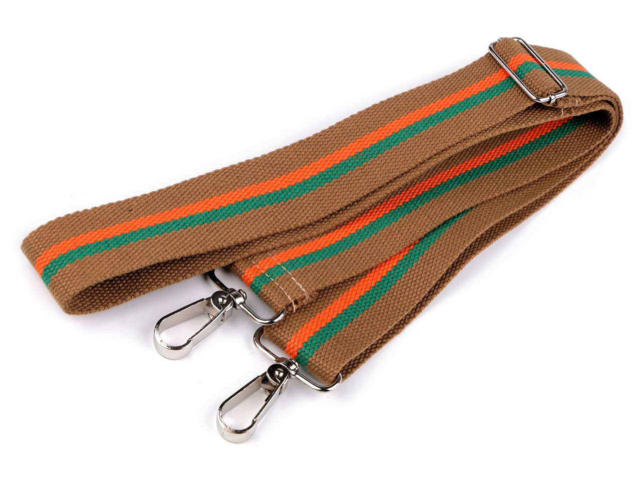 Textilní ucho / popruh na tašku s karabinami šíře 3,8 cm, barva 18 béžová tm.
