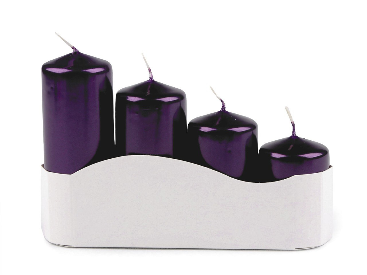 Adventní svíčky sestupné perleť Ø4 cm, barva 5 fialová purpura perleť