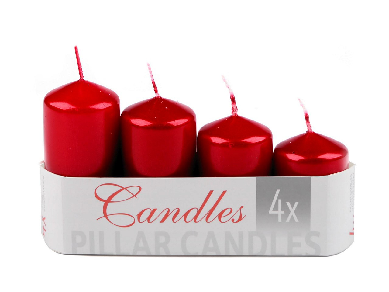 Adventní svíčky sestupné perleť Ø4 cm, barva 4 červená perleť