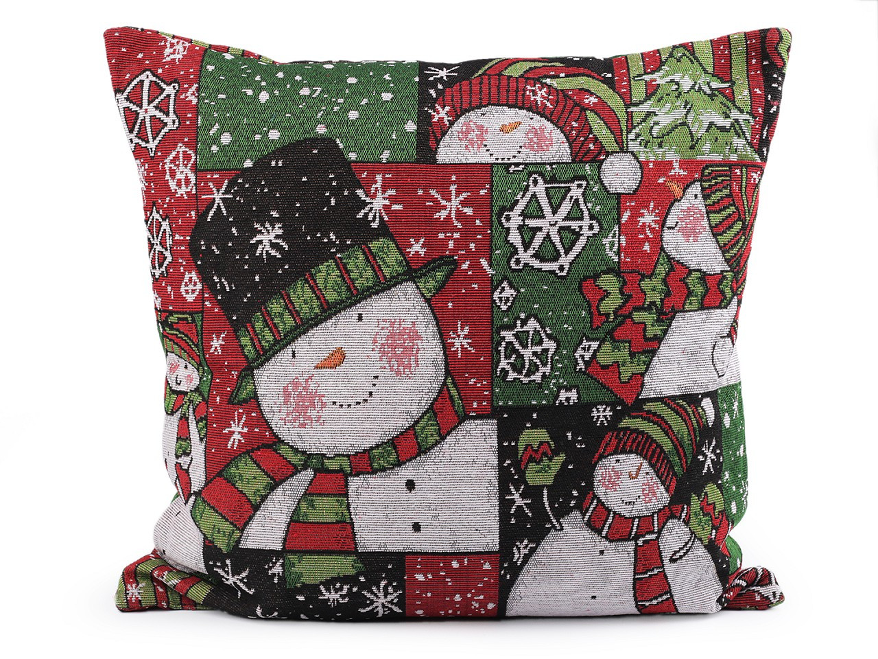 Vánoční dekorační polštář dětský motiv 45x45 cm gobelín, barva 2 červená
