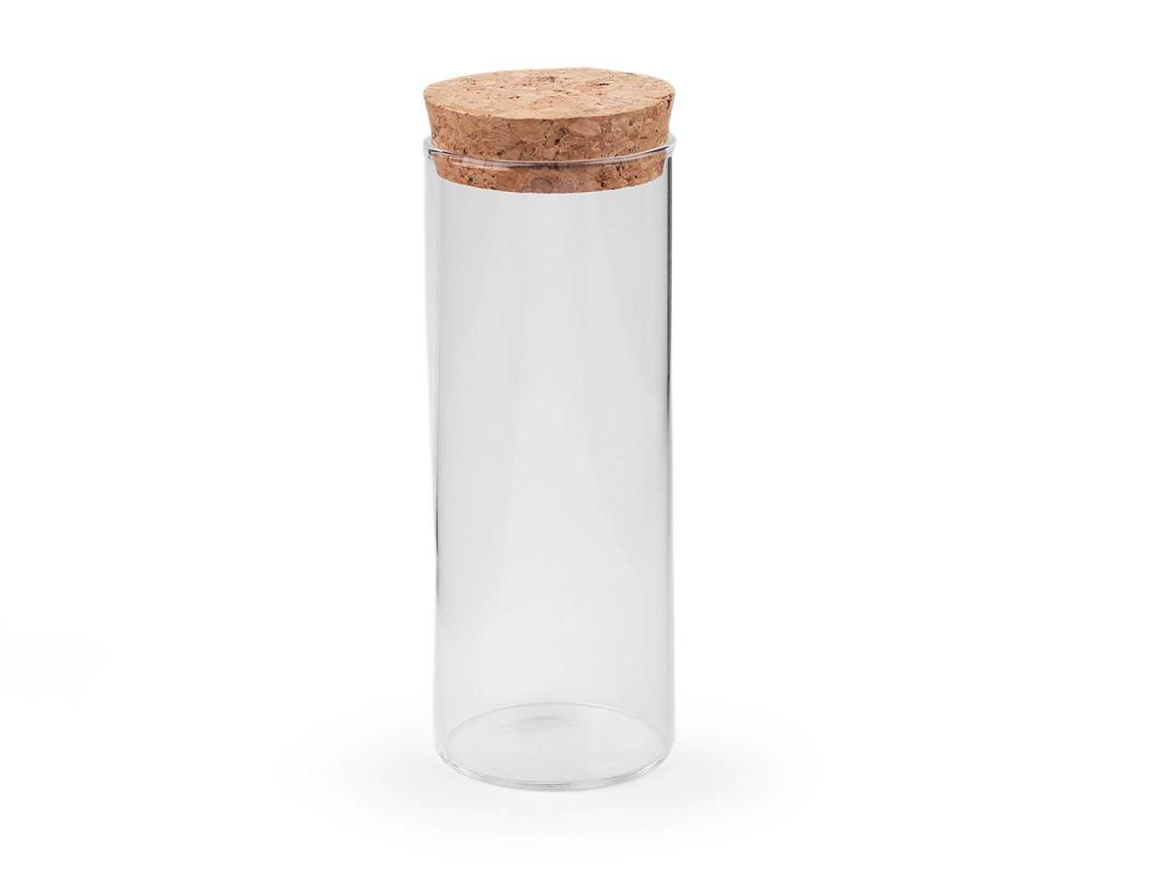 Skleněná lahvička / dóza s korkem, barva 2 (47x120 mm) transparent