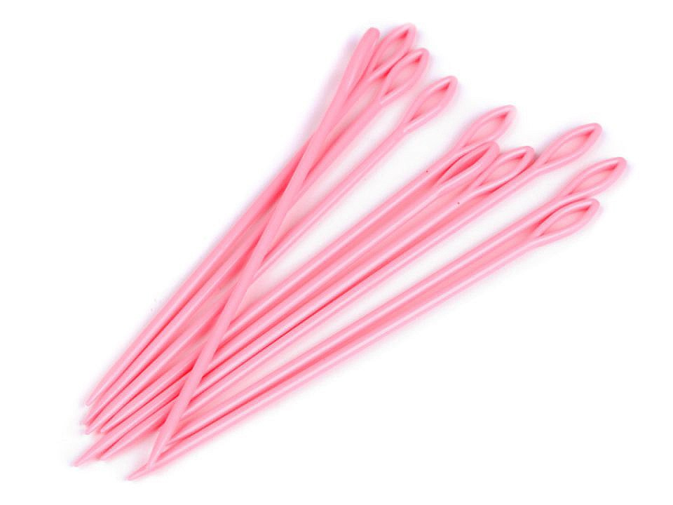 Plastové jehly délka 15 cm tupé, barva 8 růžová střední