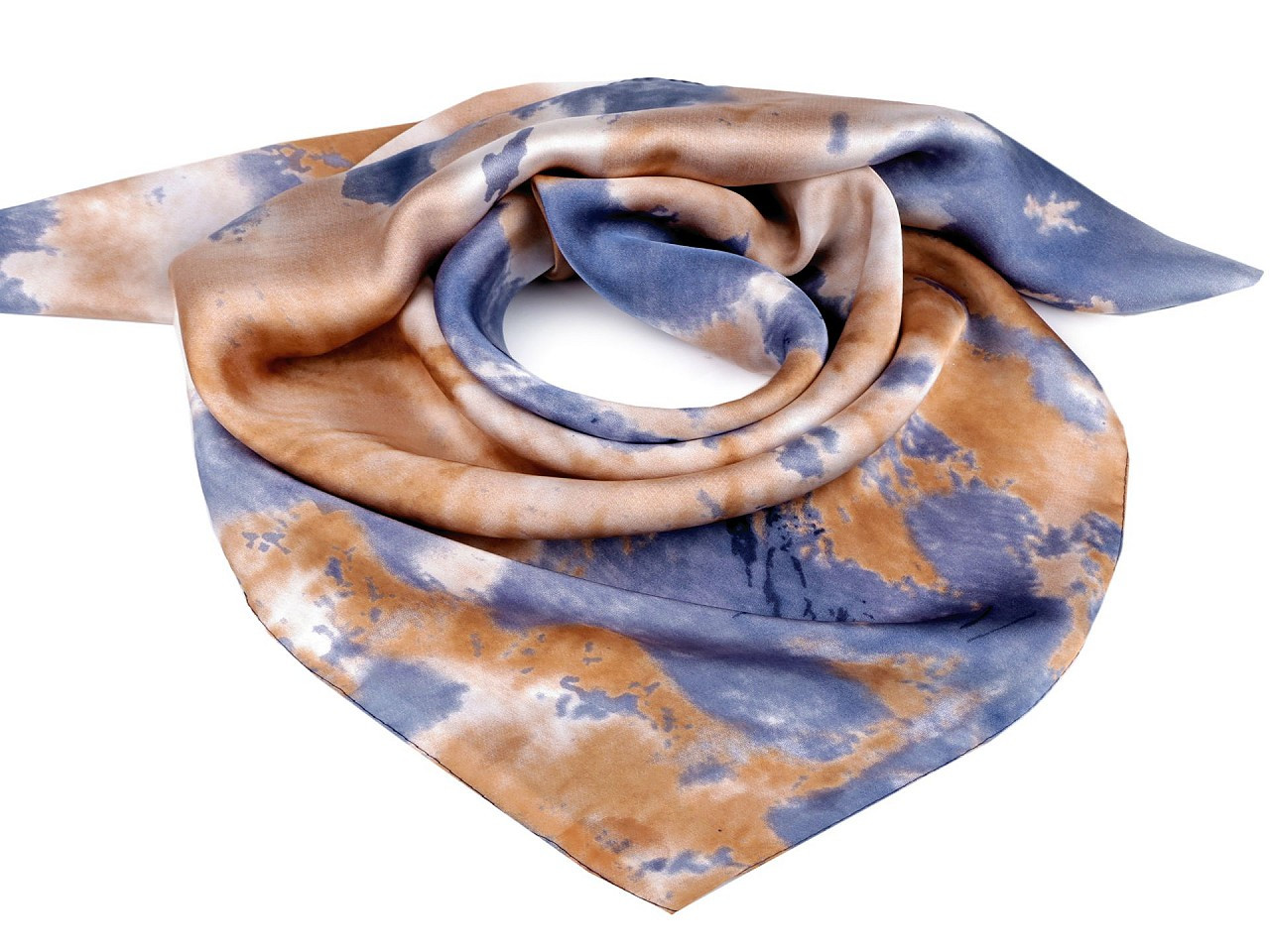 Saténový šátek batikovaný 70x70 cm, barva 3 béžová velbloudí