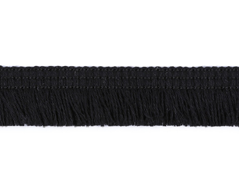 Bavlněné třásně oděvní šíře 17 mm, barva 6 (3024) černá