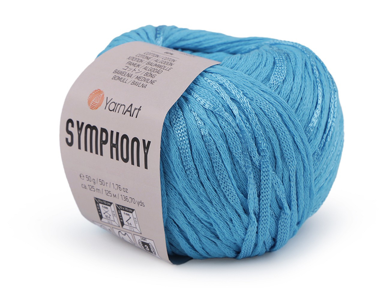 Pletací příze Symphony 50 g, barva 9 (2123) modrá azuro