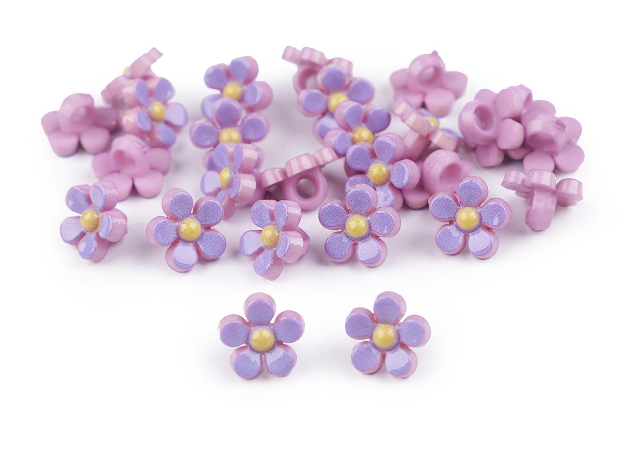 Plastové knoflíky / korálky květ Ø11 mm, barva 4 fialová lila