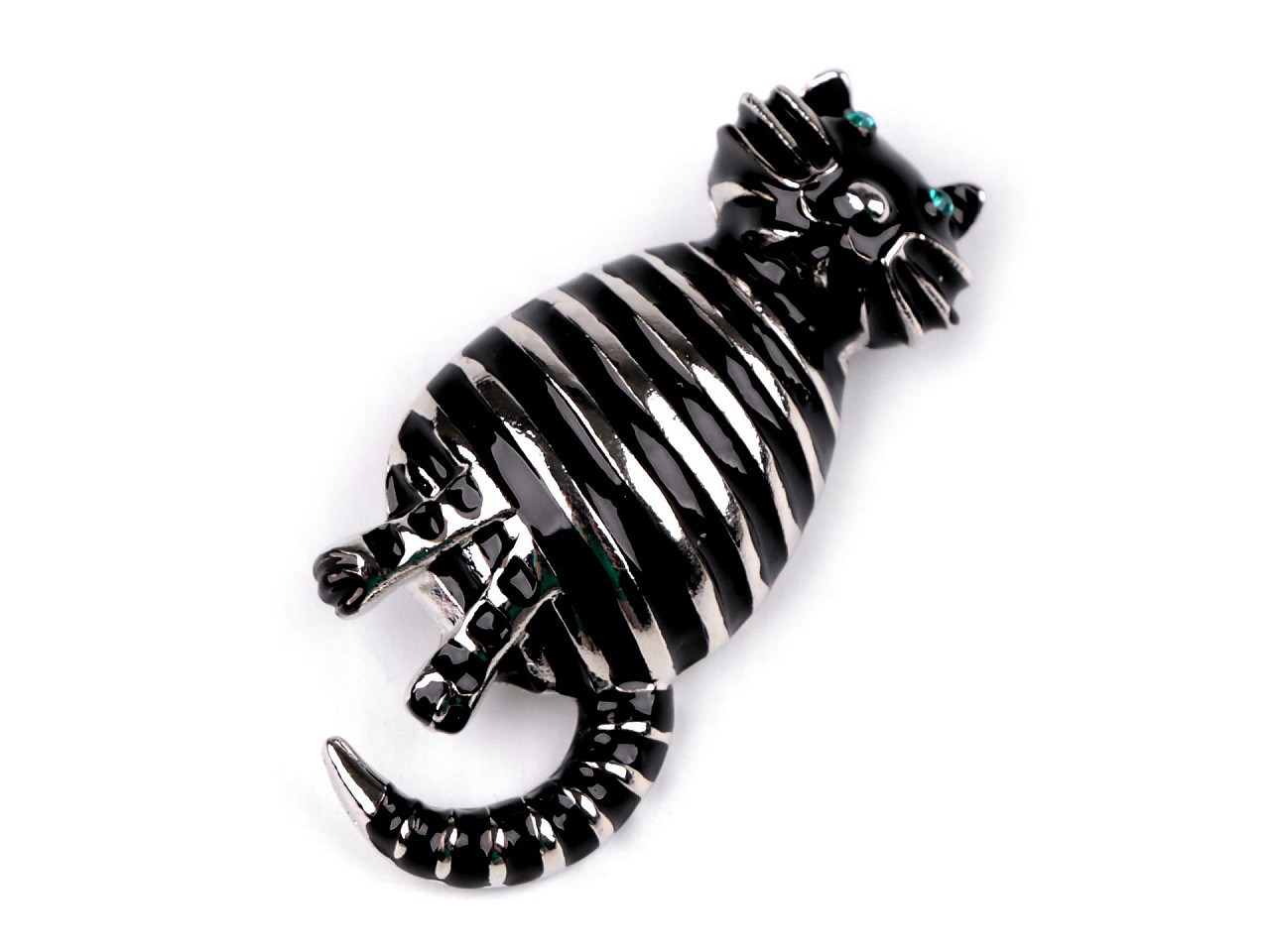 Brož kočka pruhovaná, barva černá