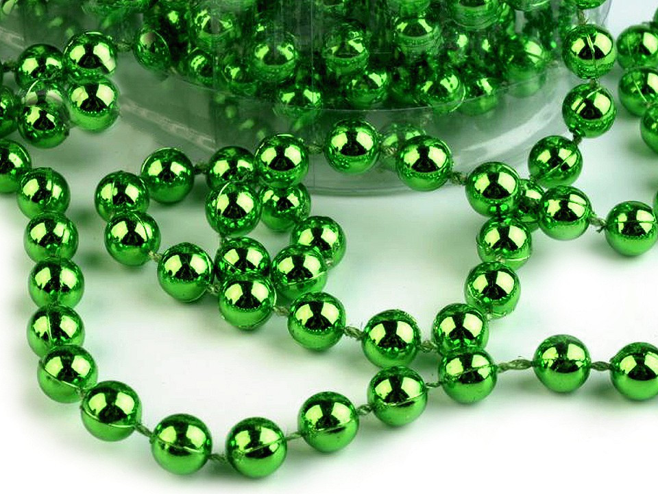 Perlový řetěz Ø6 mm vánoční, barva 8 zelená