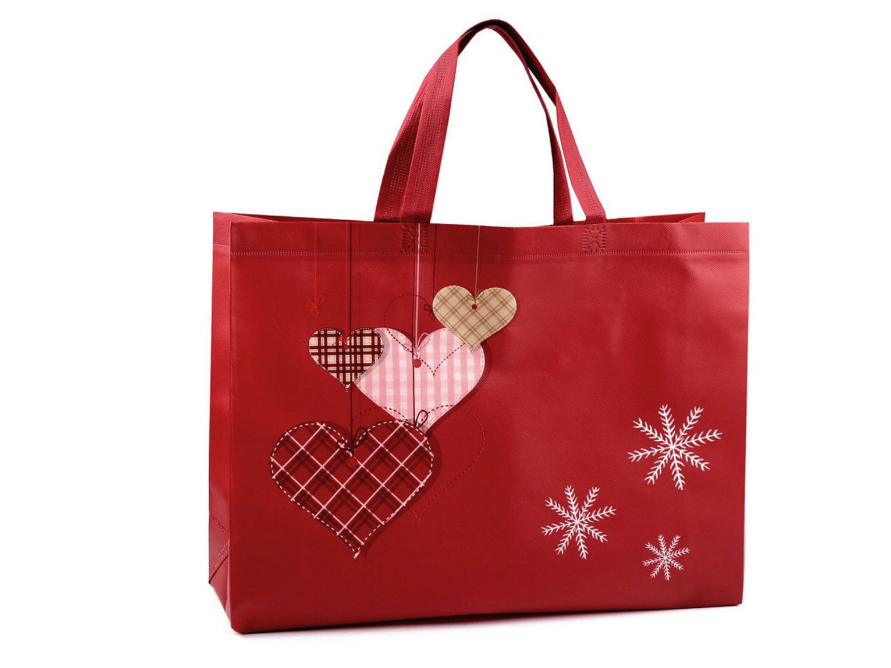 Taška z netkané textilie dárková, vánoční 32x42 cm, barva červená