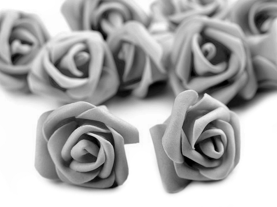 Dekorační pěnová růže Ø3-4 cm, barva 10 šedá světlá