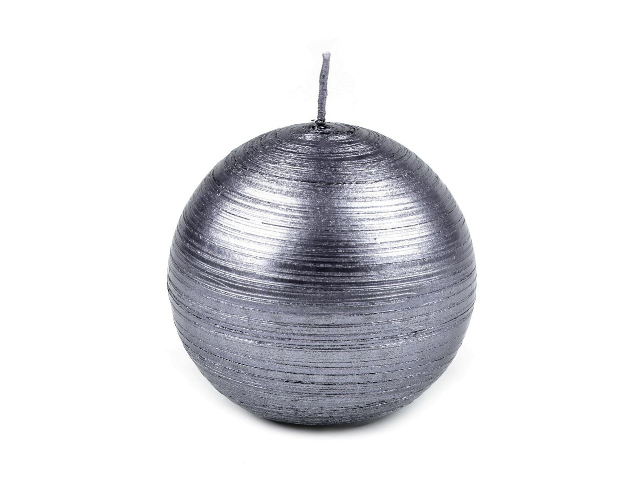 Adventní / vánoční svíčka koule metalický lesk Ø8 cm, barva 10 šedá ocelová