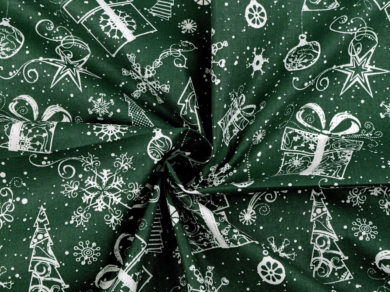 Vánoční bavlněná látka / plátno, barva 2 (CH4) zelená tmavá