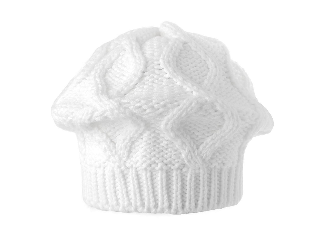 Dámský / dívčí pletený baret, barva 1 bílá