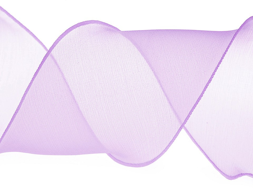 Organzová stuha s perleťovým leskem šíře 80 mm, barva 3 fialová nejsvětlejší perleť