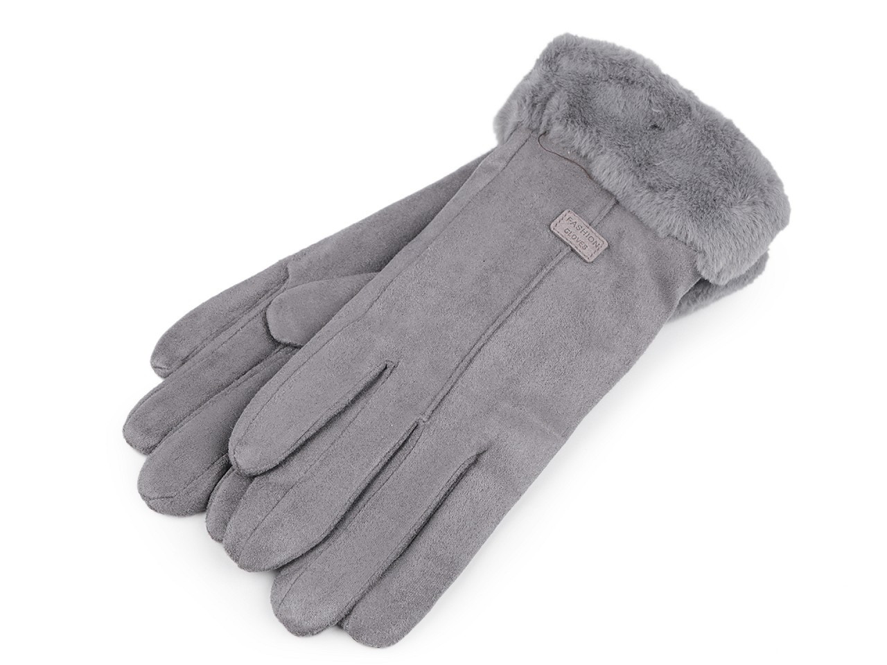 Dámské rukavice s kožešinou, dotykové, barva 2 šedá