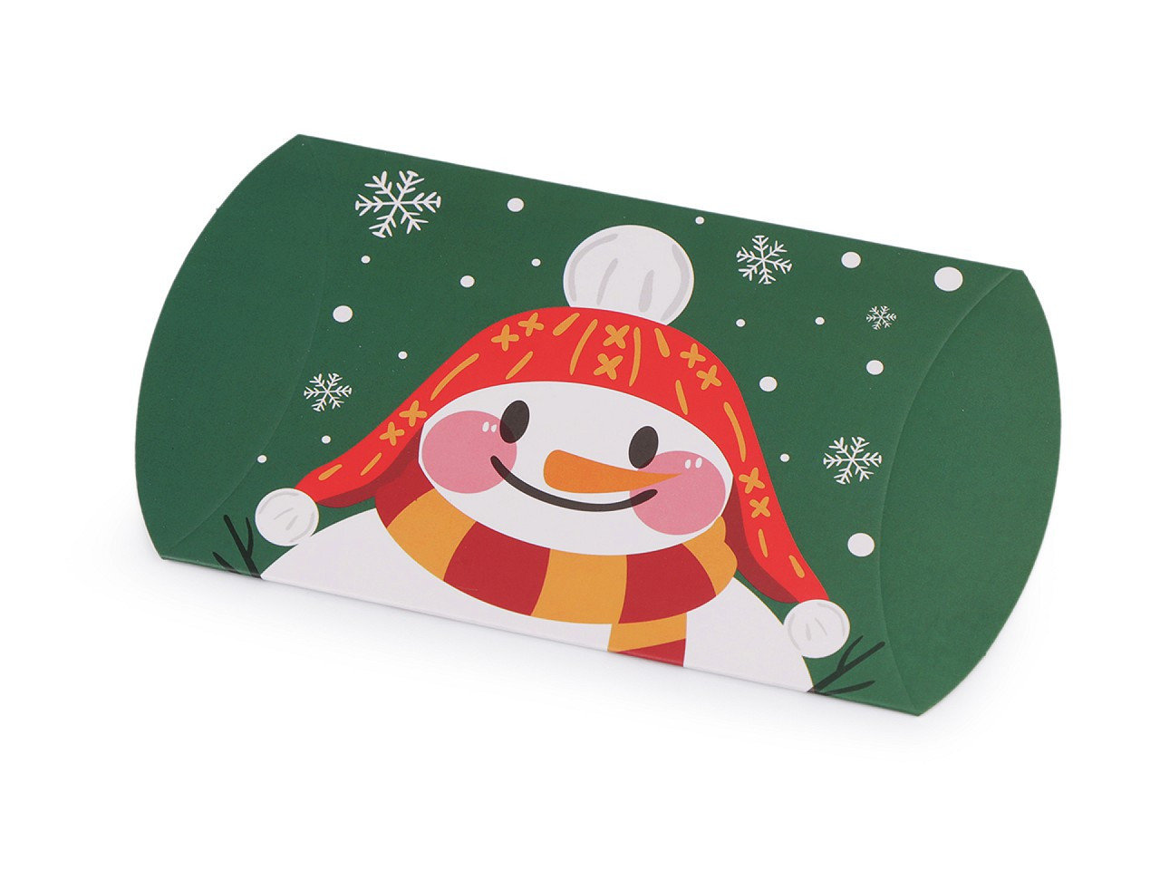 Vánoční dárková krabička sob, Mikuláš, sněhulák, perníček, kostelík, barva 6 zelená tmavá sněhulák