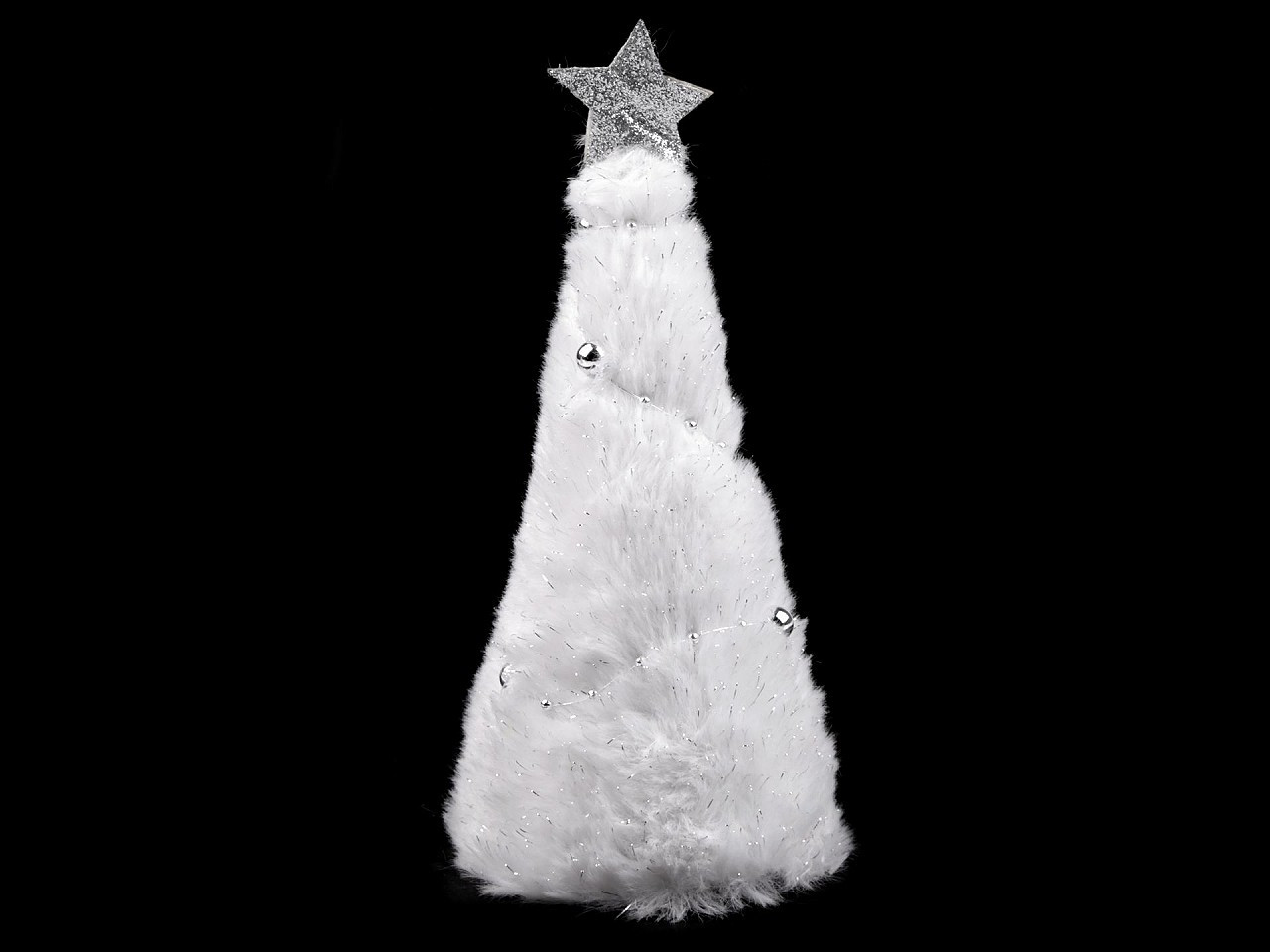 Vánoční stromeček kožešinový, barva 1 bílá stříbrná