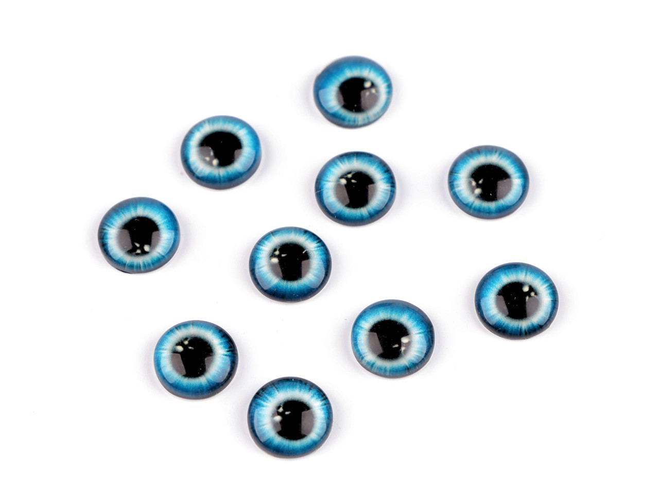 Skleněné oči k nalepení Ø10 a 12 mm, barva 2 (10 mm) modrá