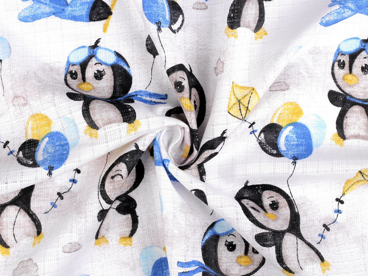 Bavlněná plenkovina / mušelín tučňák, barva 2 (24T) modrá